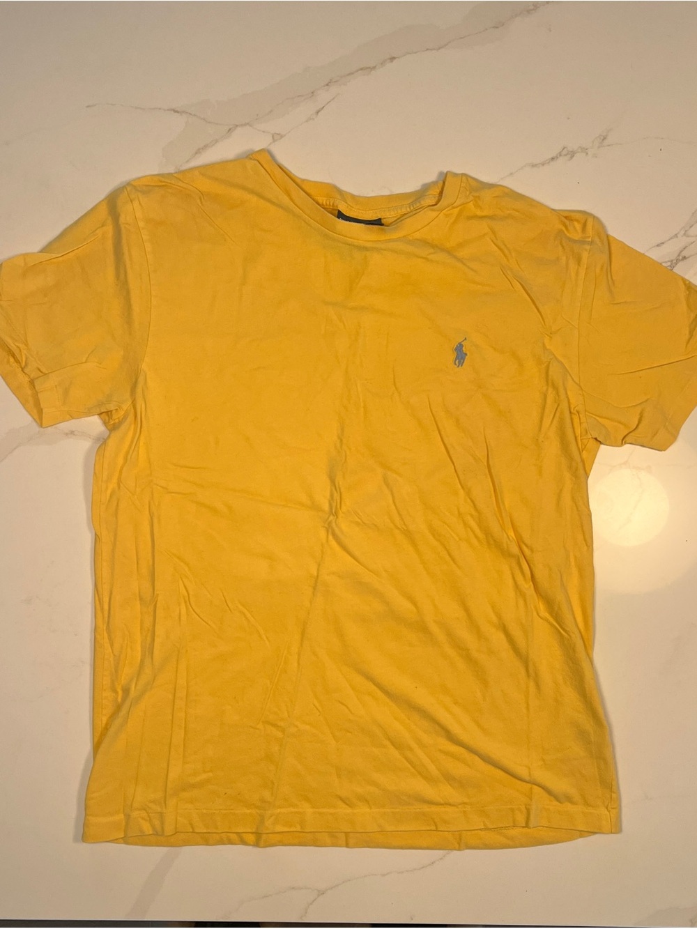 Ralph Lauren Yellow Short Sleeve Crew Tee with Embroidered Light Blue Pony
